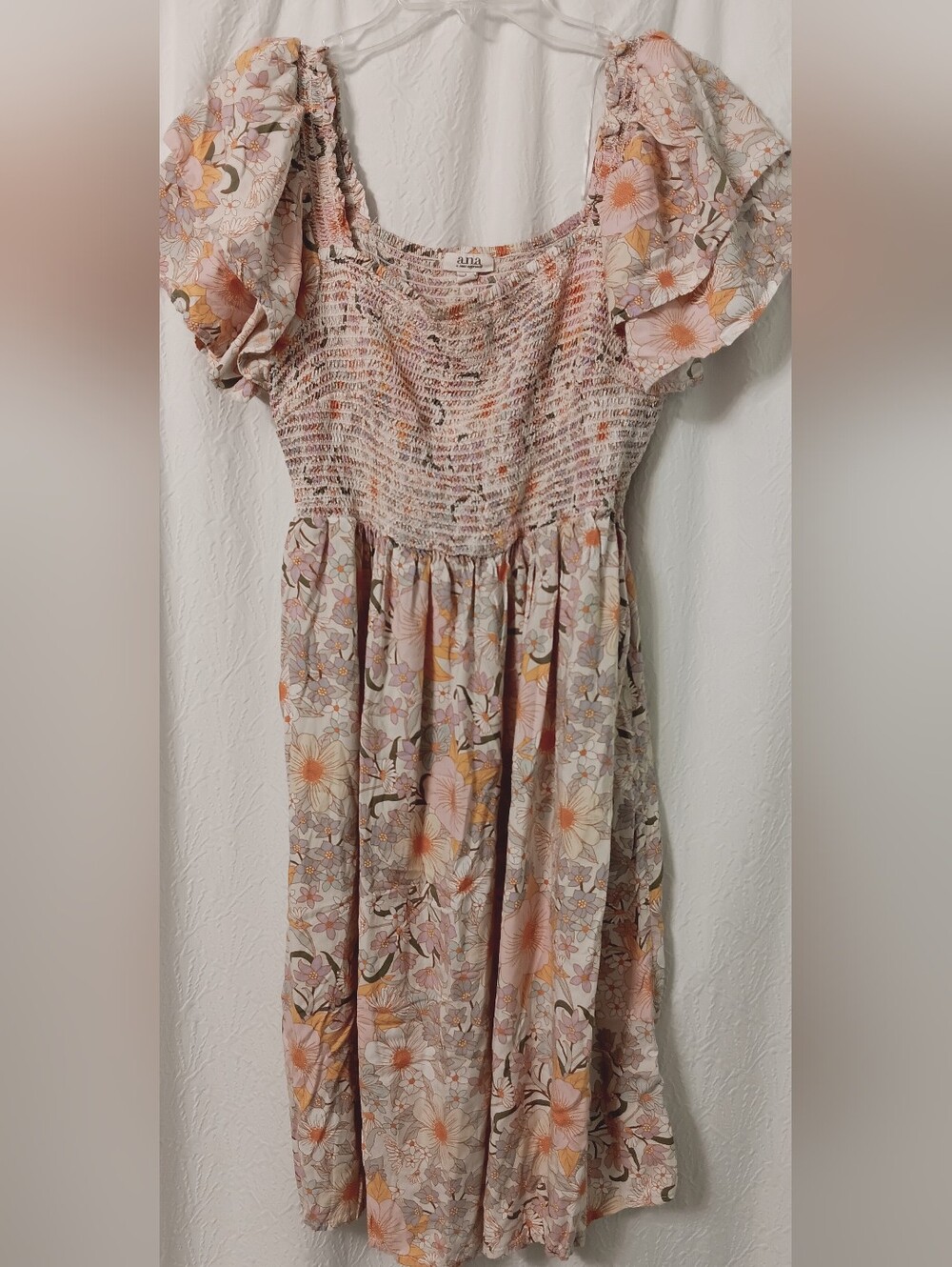 Floral Smocked Midi Dress in Blush Pink